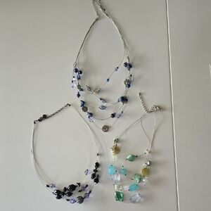 Elegant Multicolor Beaded Necklaces. Set Of 3